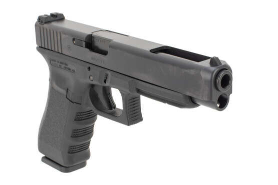 Glock G34 9mm pistol features a window cutout